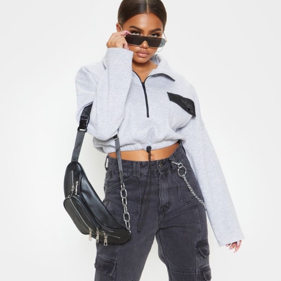 Half Zip Crop Sweatshirt - Picture 8 of 10